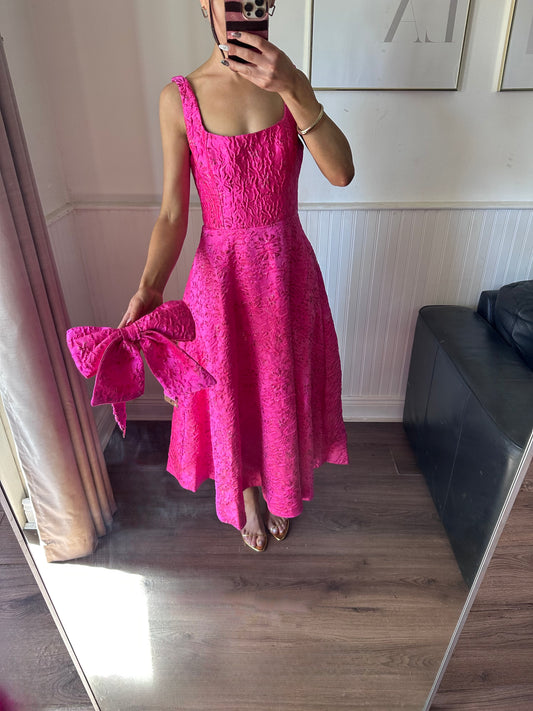 ARIA DRESS PINK JACQUARD-PLEASE NOTE PRE ORDER SIZES