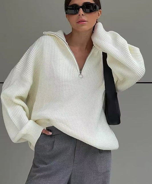 HALF ZIP JUMPER CREAM KNIT