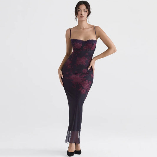 NAVY FLORAL PRINT MIDI