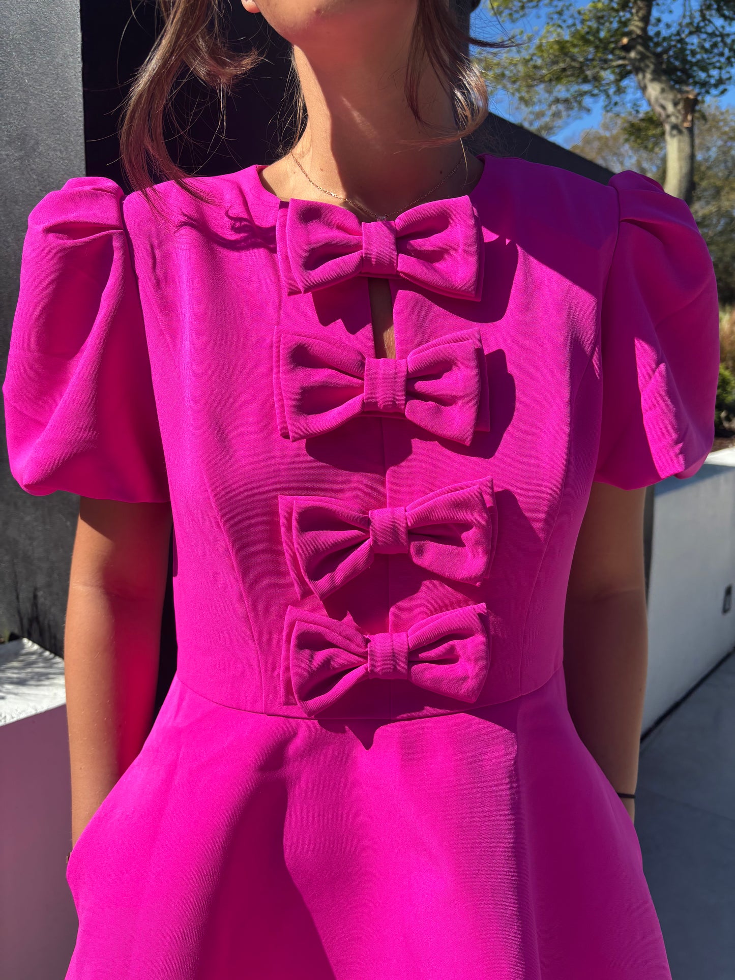 HOT PINK MINI BOW DRESS - DELIVERY 1st WEEK OF MAY