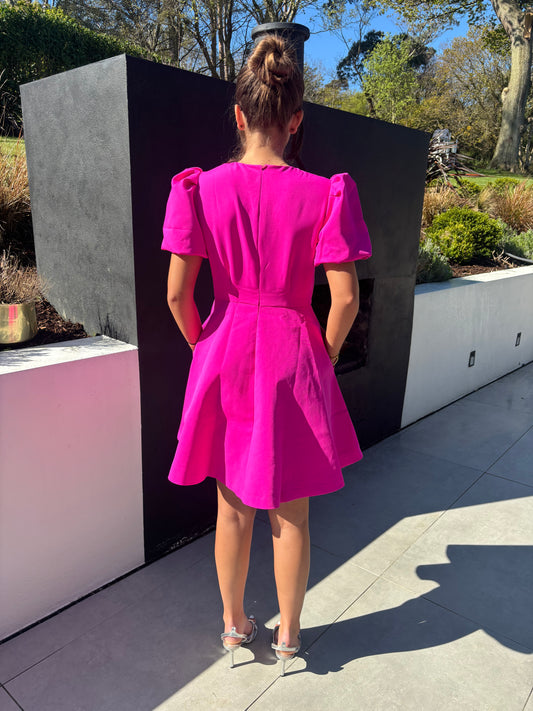 HOT PINK MINI BOW DRESS - DELIVERY 1st WEEK OF MAY