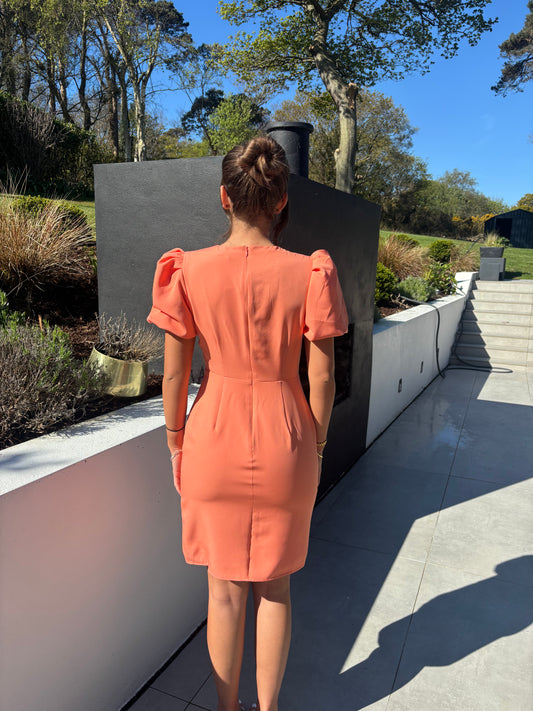 CORAL BOW DRESS - DELIVERY 1st WEEK OF MAY