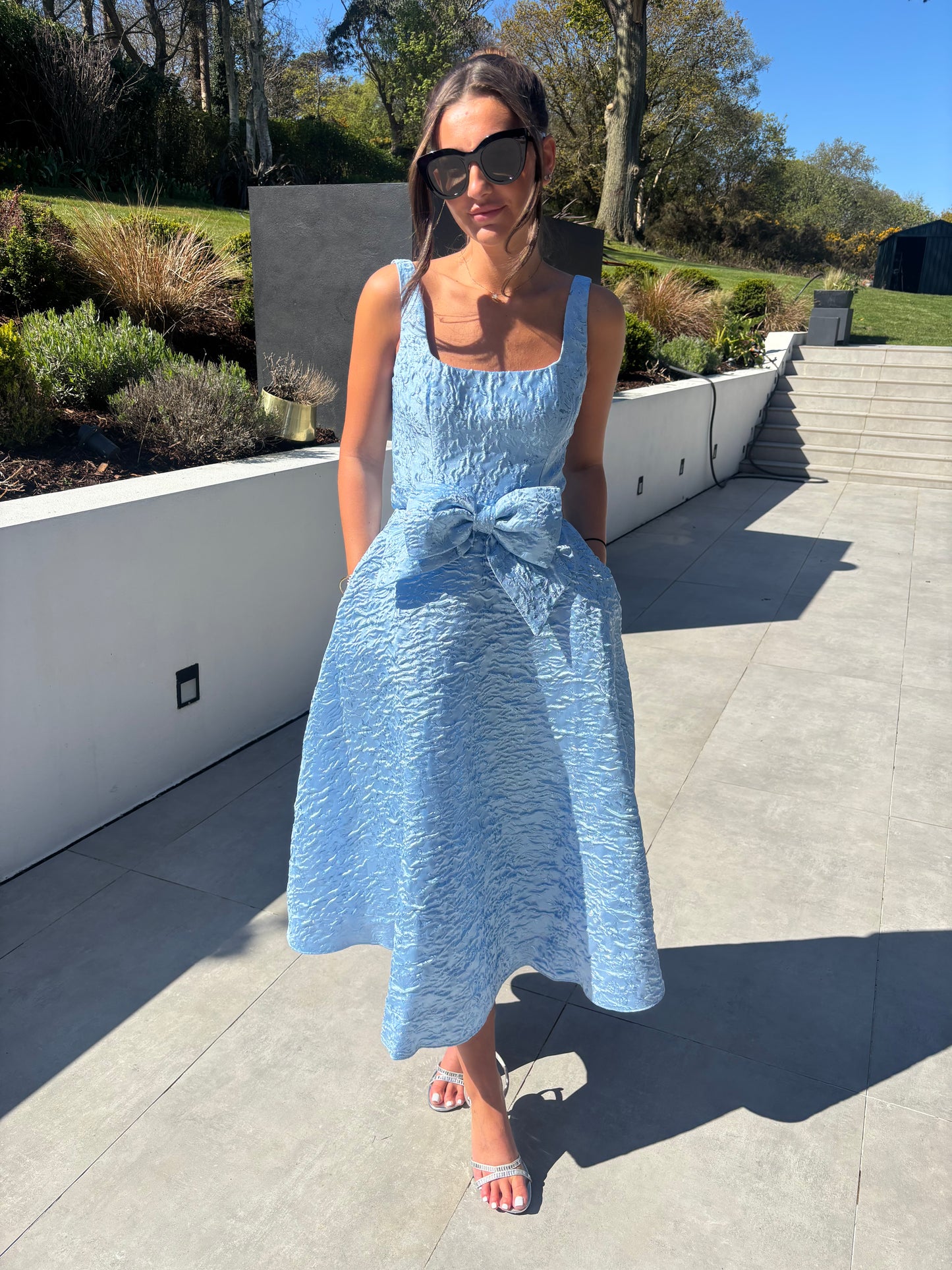 ARIA DRESS LIGHT BLUE JACQUARD