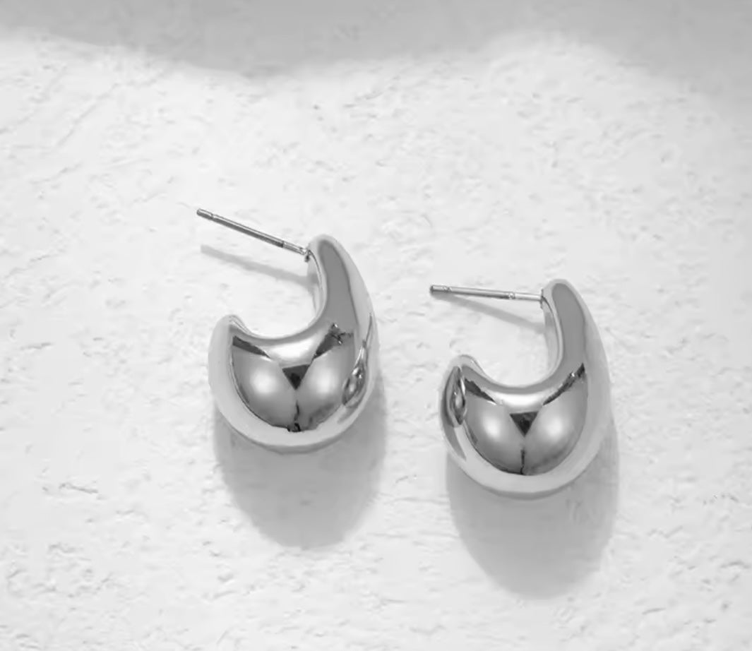 SILVER CHUNKY DOME DROP EARRINGS