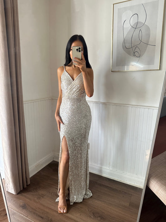 SILVER SEQUIN GOWN