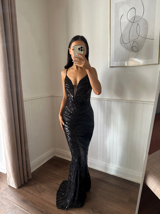 KYLIE BLACK SEQUIN GOWN