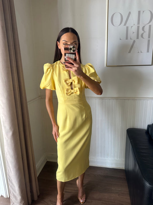YELLOW BOW  DRESS