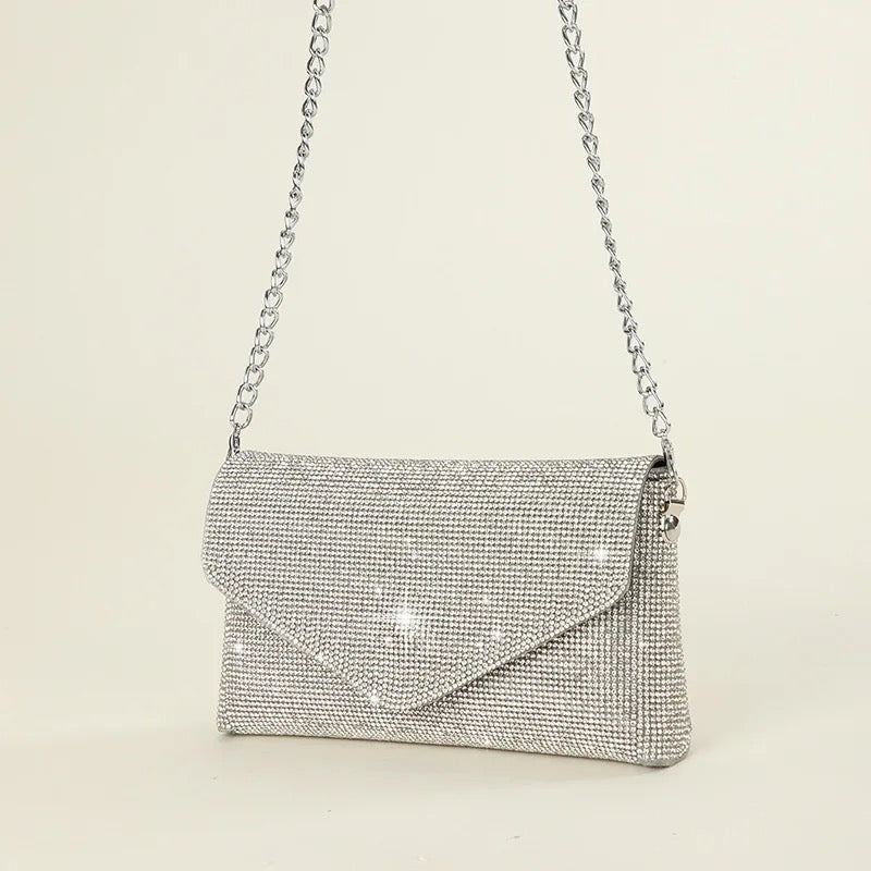 SILVER DIAMONTE CLUTCH BAG