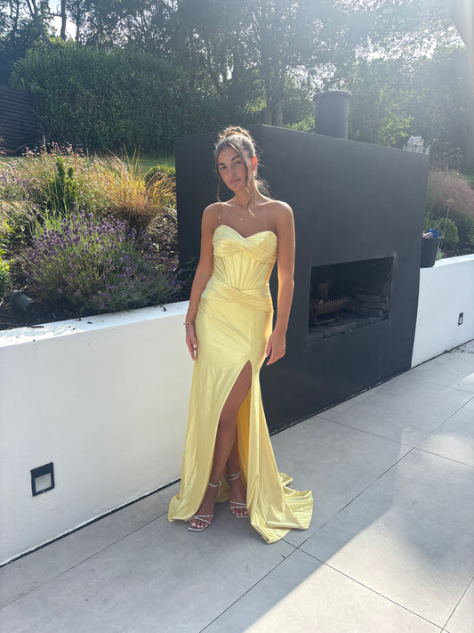 YELLOW  FITTED DEBS DRESS