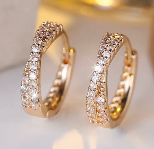 ROSE GOLD DIAMONTE HOOP EARRINGS