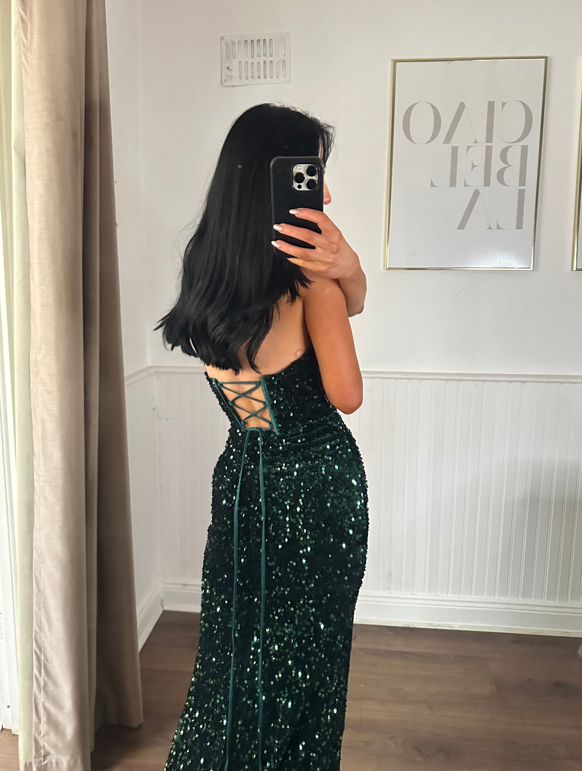 ROYAL BLUE SEQUIN BODICE GOWN WITH SLIT ROYAL BLUE SEQUIN BODICE GOWN WITH SLIT