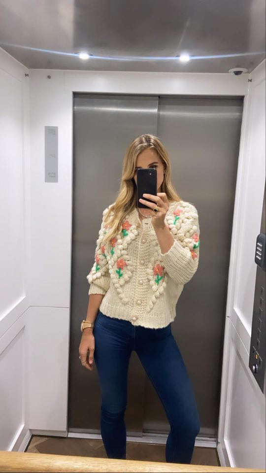 LULU CHUNKY KNIT FLORAL EMBROIDERED CARDIGAN