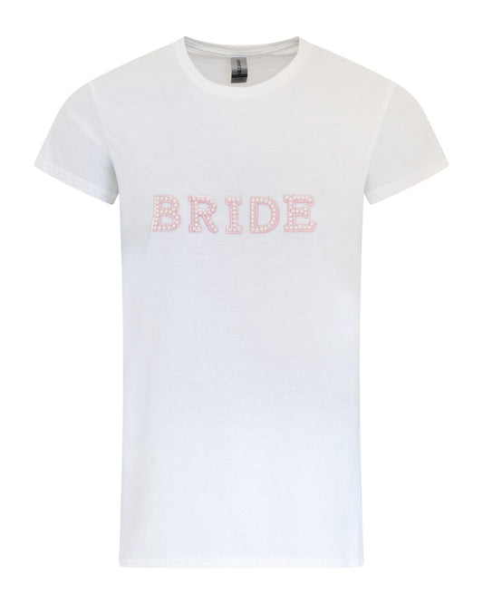 BRIDE T-SHIRT PINK AND WHITE PEARL
