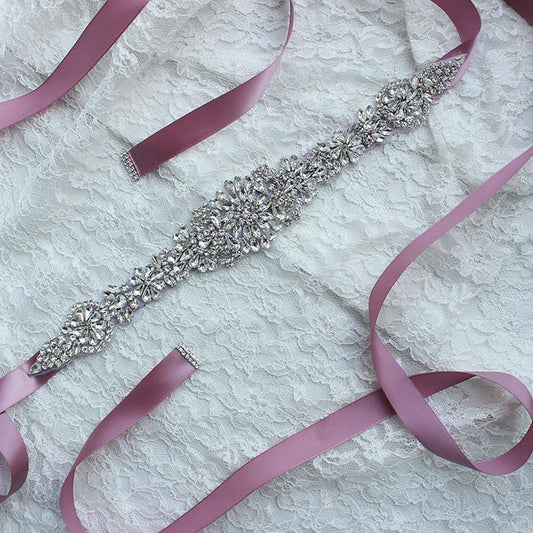 RIBBON BELT WITH DIAMONTE DETAILS PINK
