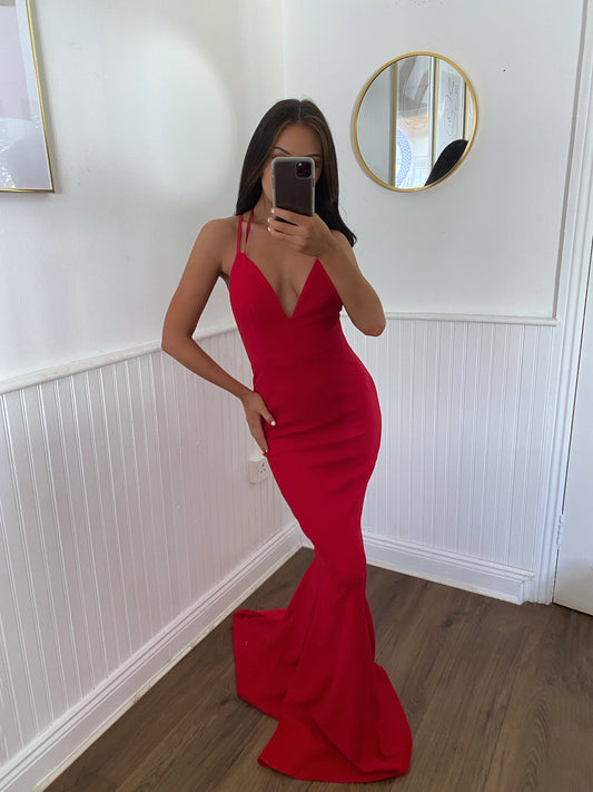 TROY GOWN RED evening wear dress starla boutique
