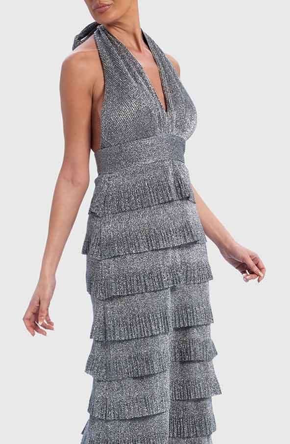 VESPA GOWN SILVER EVENING WEAR DRESS STARLA BOUTIQUE